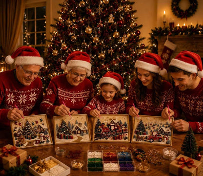🎄🎅 Premium 3D Pearl Christmas Wall Art Kit | Luxury Flocked Canvas with Scratch-Resistant Non-Fading Pearl Beads DIY Holiday Decor⛄️❄️