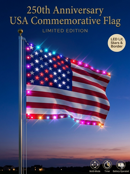 Last Day 70% OFF🔥 🦅 Illuminated 250th Anniversary USA Commemorative Flag - Premium LED Edition (3x5 Ft) -Bestseller