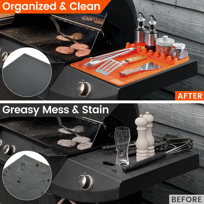 🎆 July 4 Sale | 50% OFF-Silicone Grill Side Shelf Mat – Heat Resistant BBQ Tool Organizer