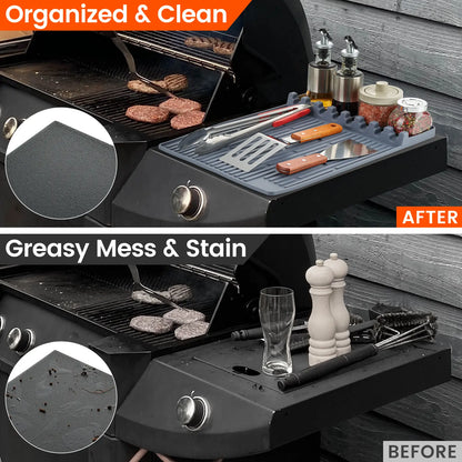 🎆 July 4 Sale | 50% OFF-Silicone Grill Side Shelf Mat – Heat Resistant BBQ Tool Organizer
