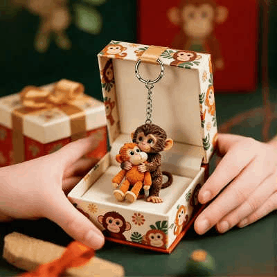 🐵3D Viral Hugging Monkey Keychain💕Emotional Gift for Animal Lovers, Family, Friends, Loved Ones🎁