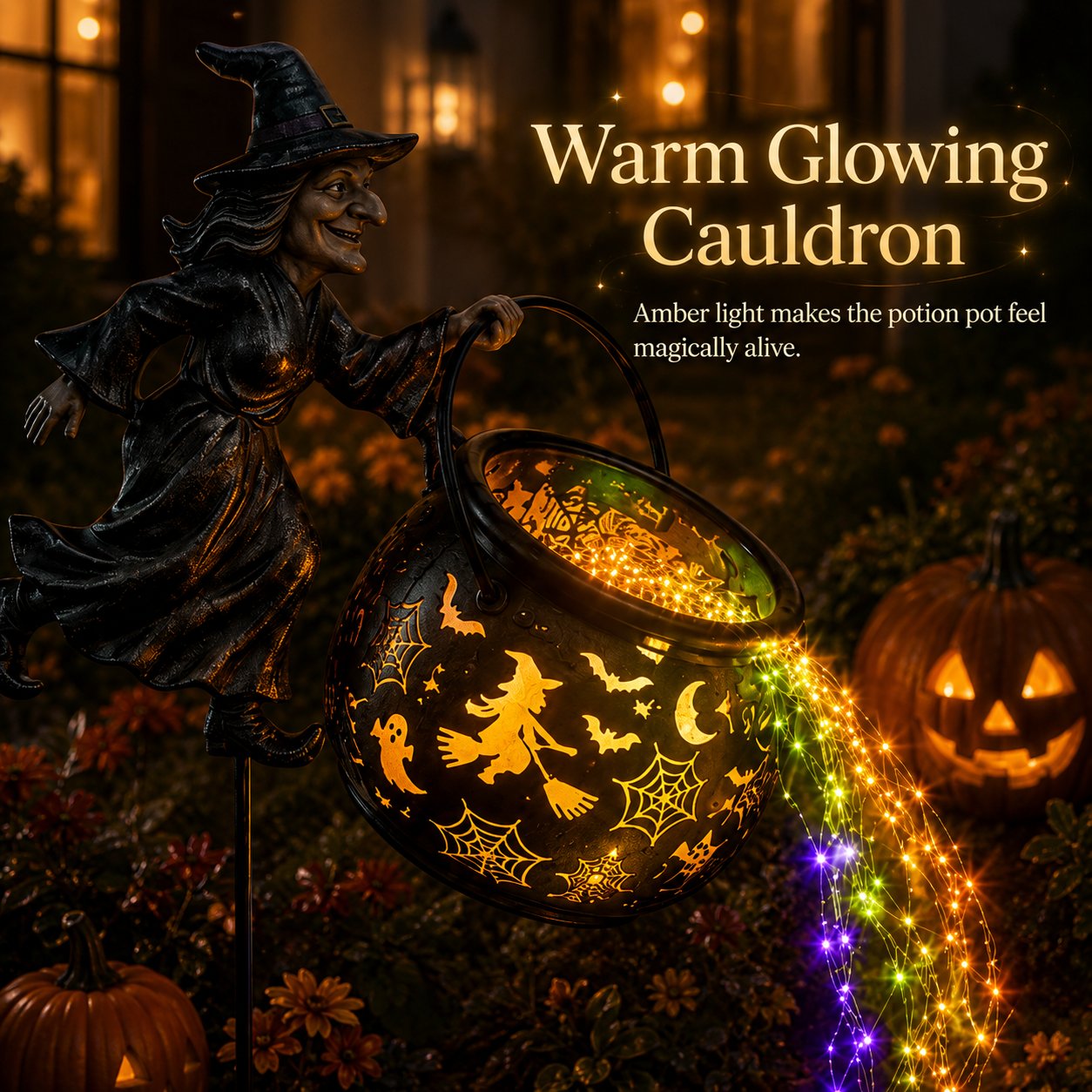 🔥Last Day Promotion 60% OFF丨🎃Halloween Witch Cauldron Garden Light