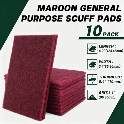 🔥LAST DAY 50% OFF🧽10-Pack Maroon Scuff Pads – Kitchen Cleaning, Paint Prep, Auto Restoration & Crafts