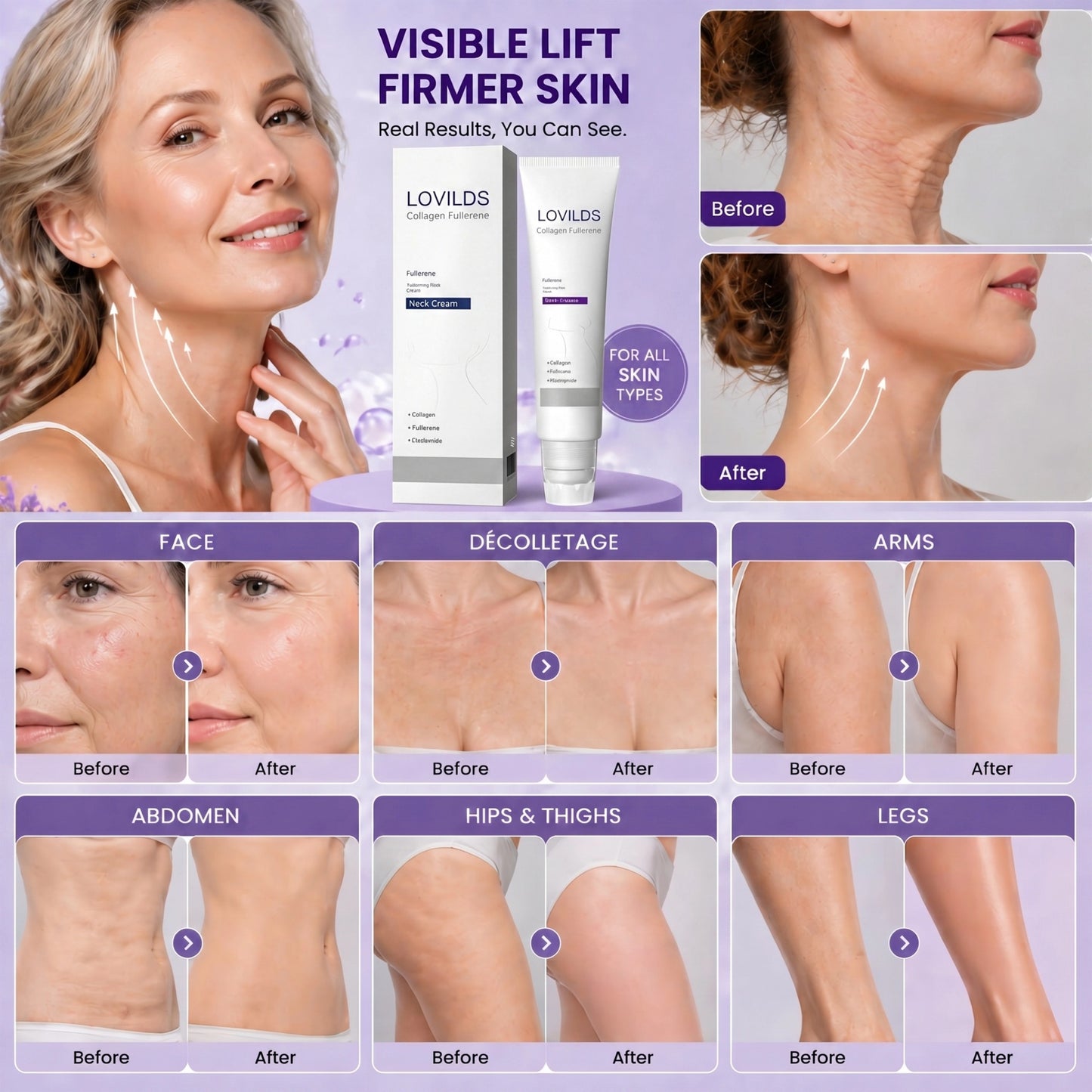 🔥Limited-time 50% sale🔥Sculpting Collagen Neck Cream with 5 Massage Rollers