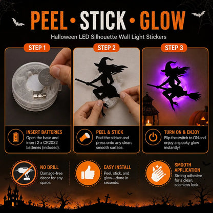 🔥Last Day Promotion 60% OFF|🎃 Halloween LED Silhouette Wall Light Stickers