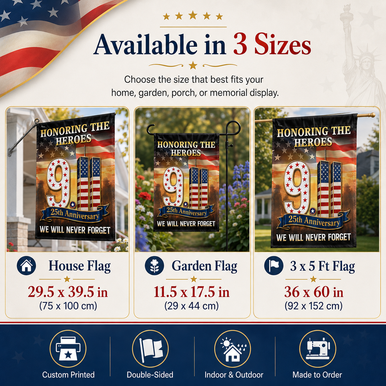 🇺🇸 9/11 Patriot Day 25th Anniversary Memorial Flag