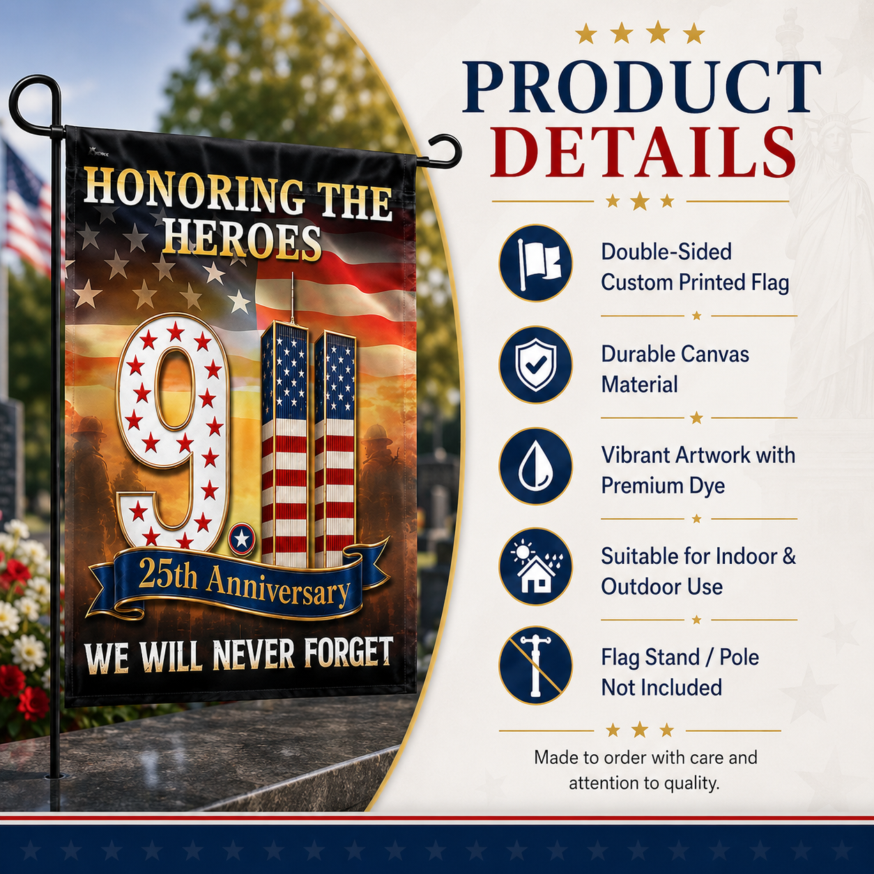 🇺🇸 9/11 Patriot Day 25th Anniversary Memorial Flag