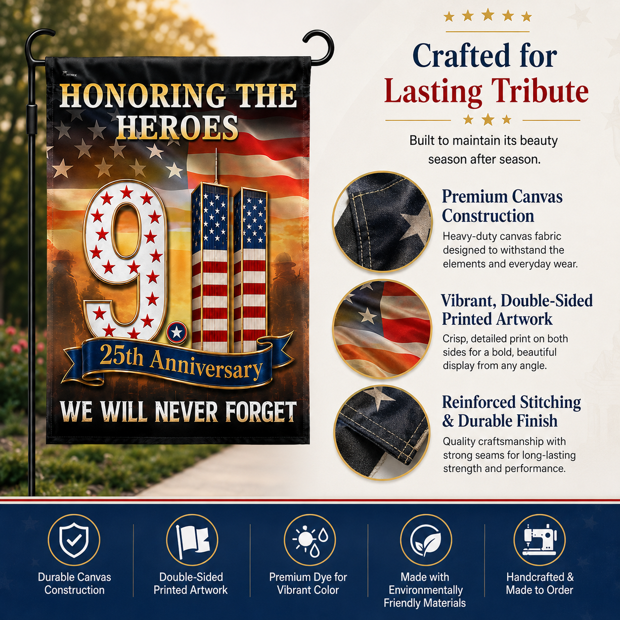 🇺🇸 9/11 Patriot Day 25th Anniversary Memorial Flag