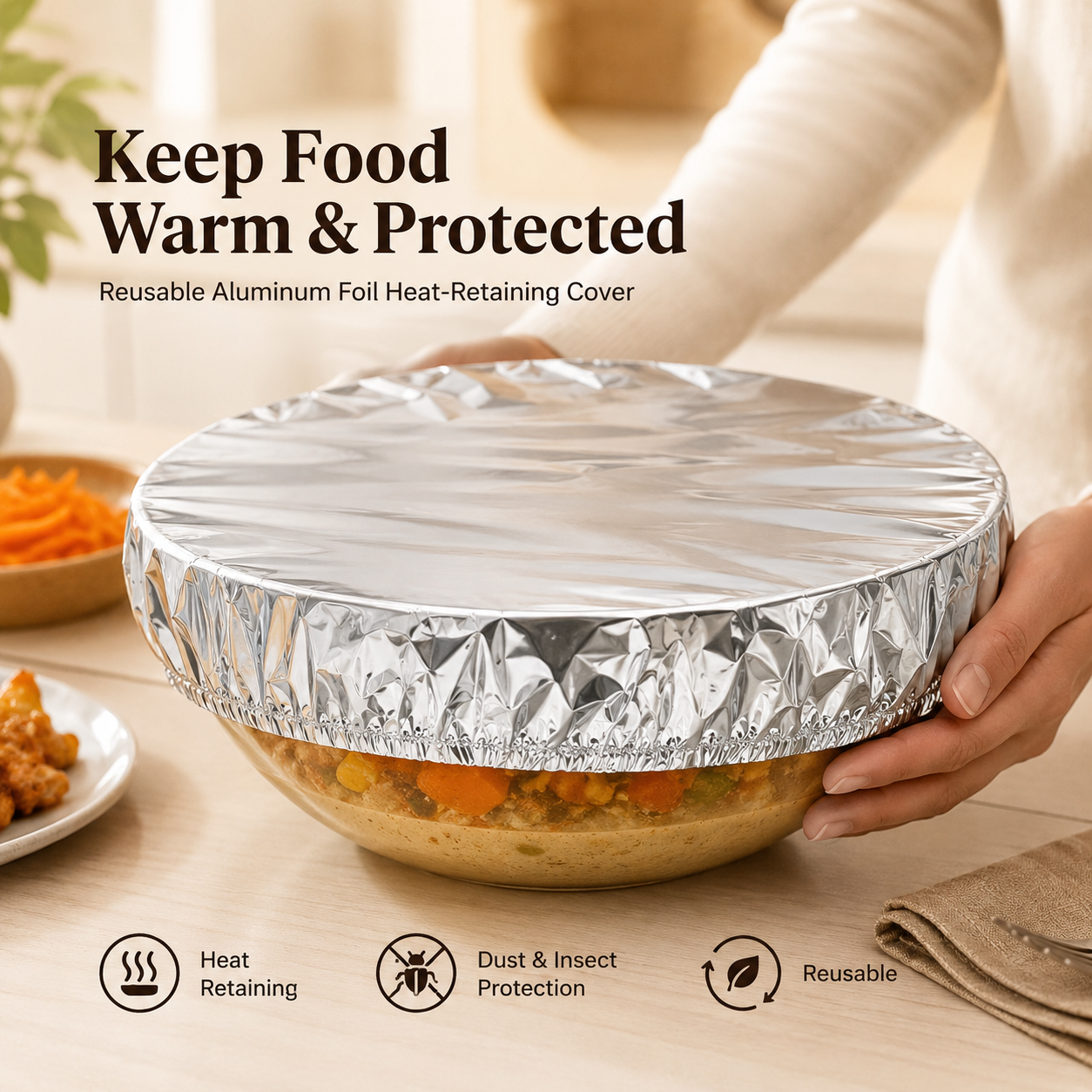 🎁Buy More Get More FREE |Jaxvolt®️ Home dining table & food container aluminum foil heat-retaining cover