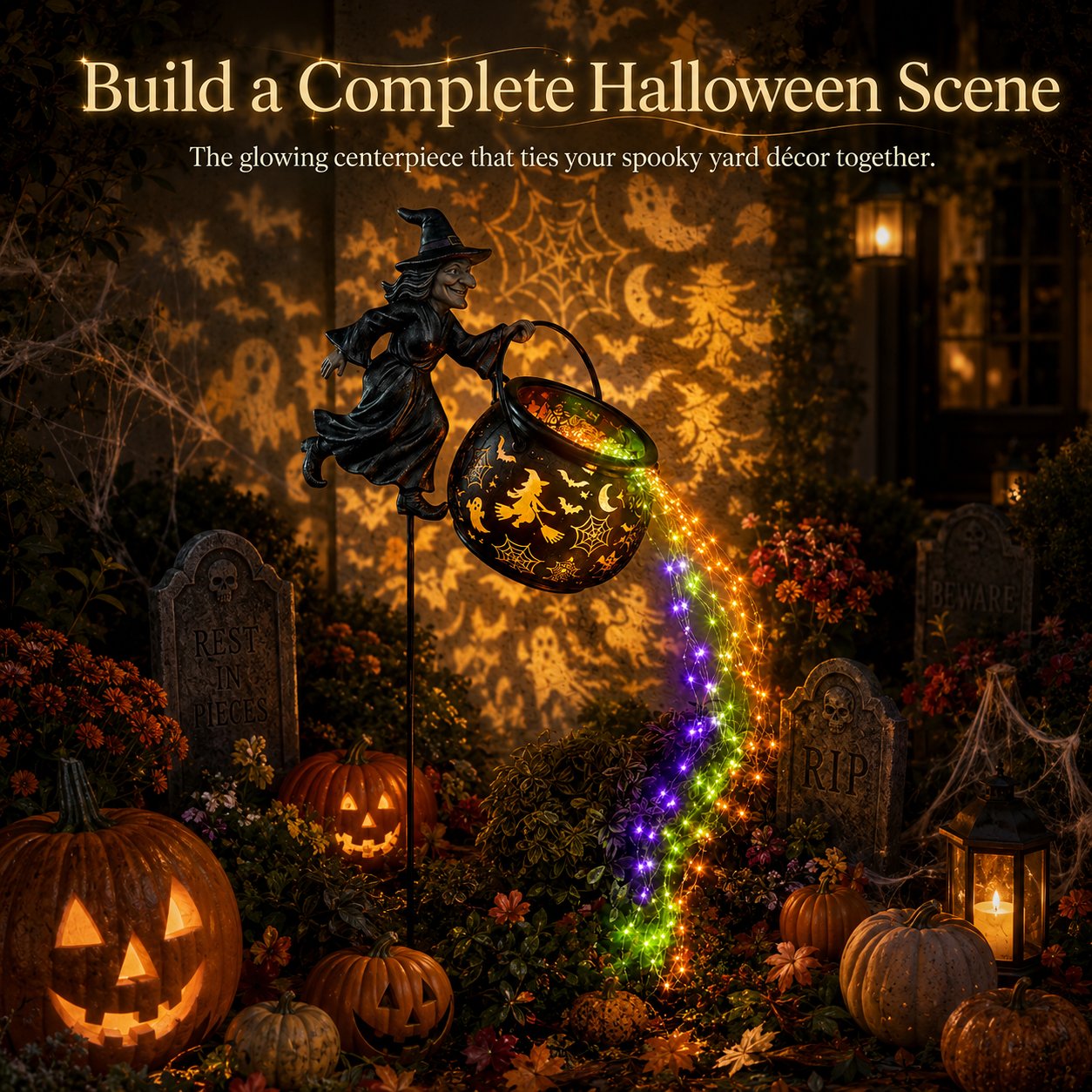 🔥Last Day Promotion 60% OFF丨🎃Halloween Witch Cauldron Garden Light