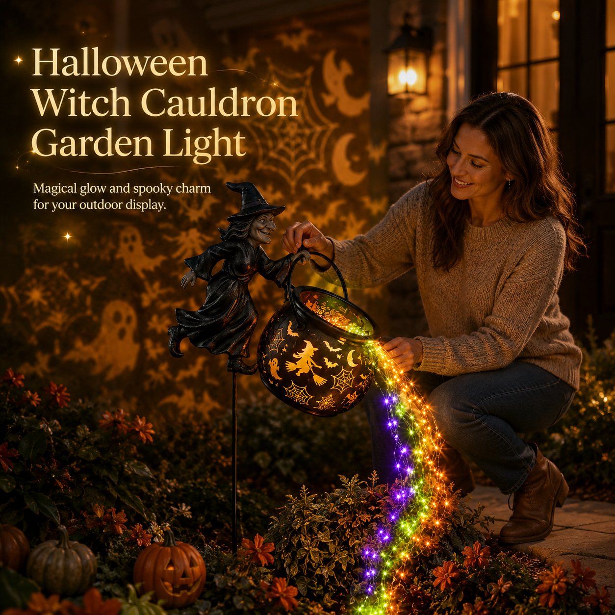 🔥Last Day Promotion 60% OFF丨🎃Halloween Witch Cauldron Garden Light