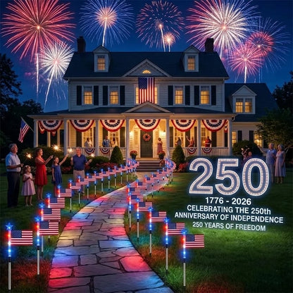🌟Last Day 49% OFF - Honor & Celebrate with 8 Solar American Flag Lights for Memorial Day & 4th of July 🇺🇸✨