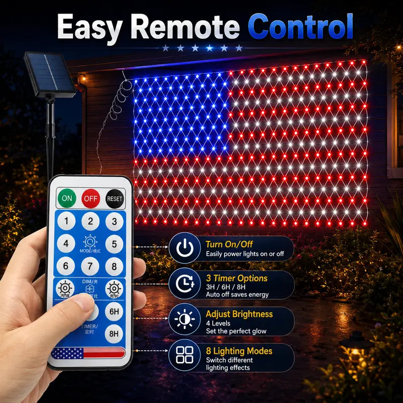 🎆 Must-Have Patriotic Solar Flag Lights, Waterproof & Dazzling🎉