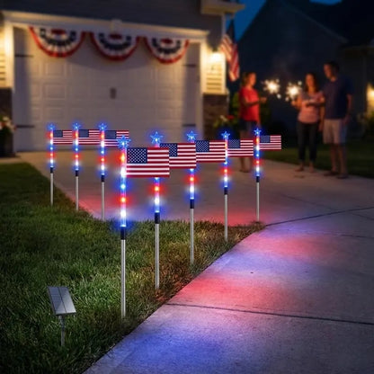 🌟Last Day 49% OFF - Honor & Celebrate with 8 Solar American Flag Lights for Memorial Day & 4th of July 🇺🇸✨