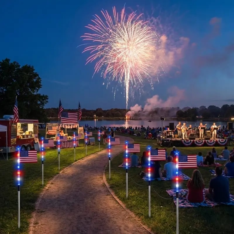 🌟Last Day 49% OFF - Honor & Celebrate with 8 Solar American Flag Lights for Memorial Day & 4th of July 🇺🇸✨