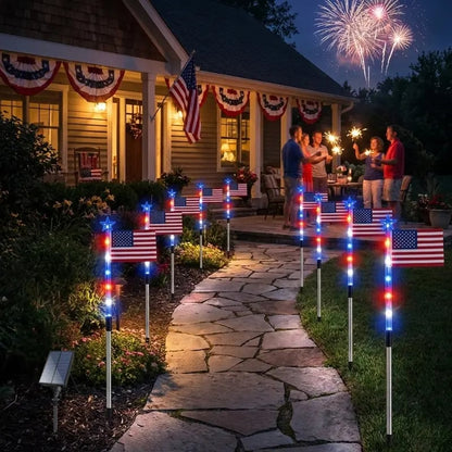 🌟Last Day 49% OFF - Honor & Celebrate with 8 Solar American Flag Lights for Memorial Day & 4th of July 🇺🇸✨