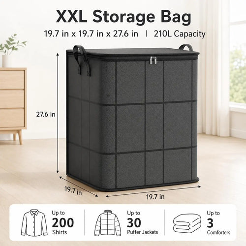 📦✨ Large Capacity Storage Bin Zippered Clothes Organizer Moving Bag 🏠🧺