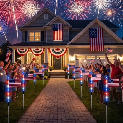🌟Last Day 49% OFF - Honor & Celebrate with 8 Solar American Flag Lights for Memorial Day & 4th of July 🇺🇸✨