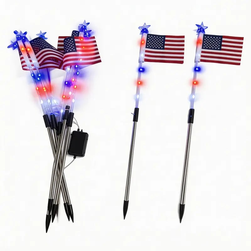 🌟Last Day 49% OFF - Honor & Celebrate with 8 Solar American Flag Lights for Memorial Day & 4th of July 🇺🇸✨