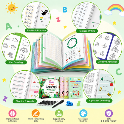 LAST DAY SALE 50%OFF💥📚Magic Writing Practice | Kids Practice Copybook Set (4Pcs/Set)