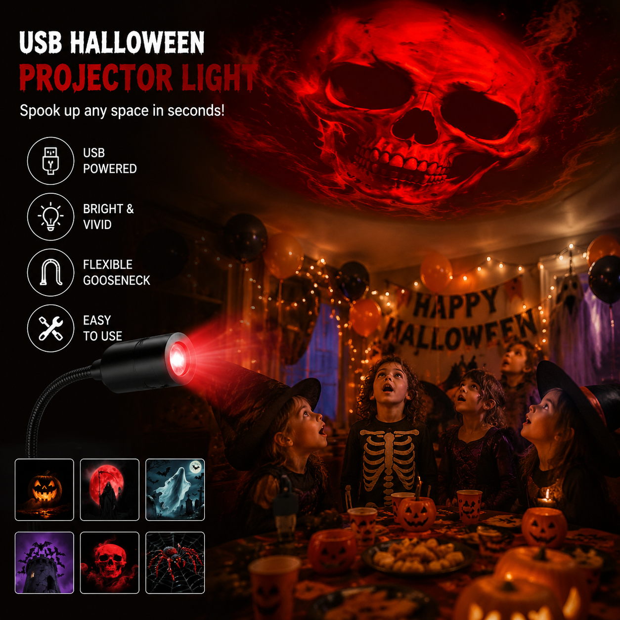 🎃Last Day 50% OFF|Plug-&-Play HD Star Projector: Halloween 6-Disc Set