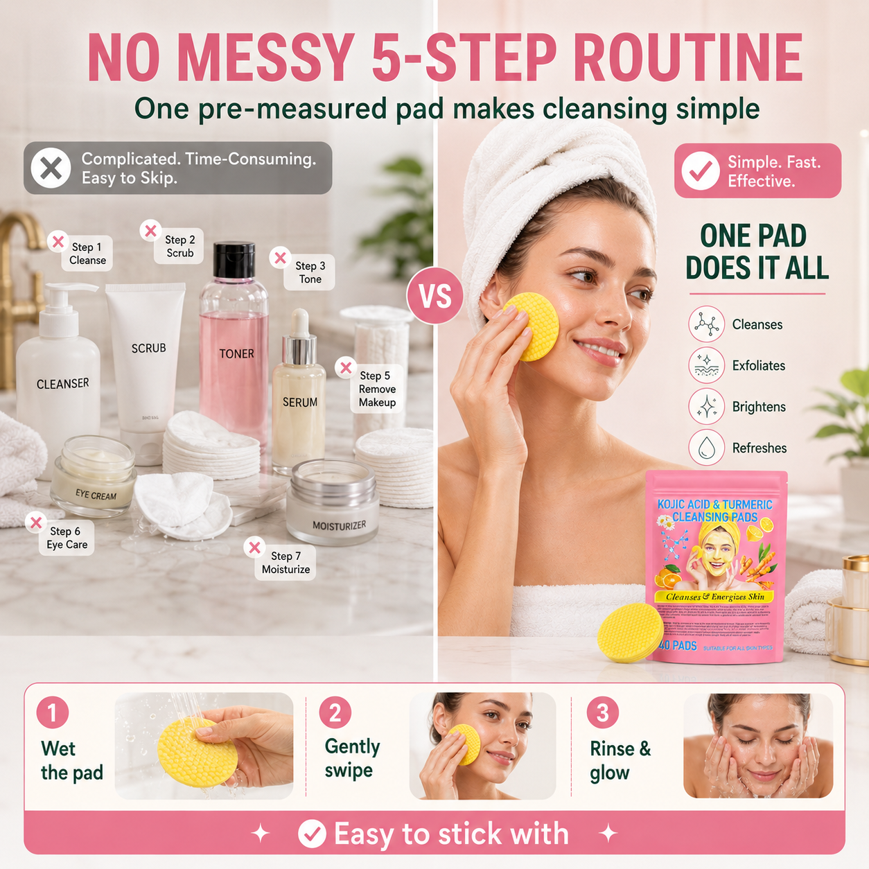 ✨Summer Limited-Time 50% OFF💖Visible brightening✨Turmeric & Kojic Acid Cleansing Pads