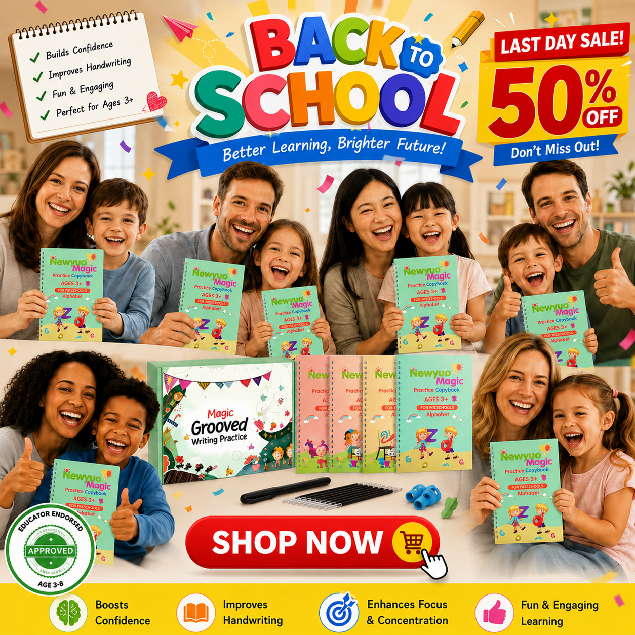 LAST DAY SALE 50%OFF💥📚Magic Writing Practice | Kids Practice Copybook Set (4Pcs/Set)