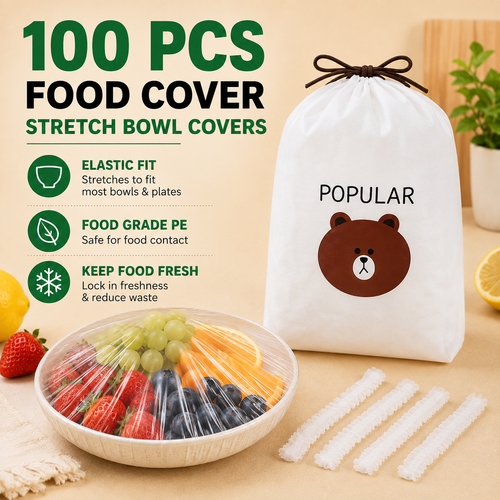 🔥Last Day Promotion 50% OFF丨100PCS Plastic Bowl Covers – Elastic Reusable Food Wrap