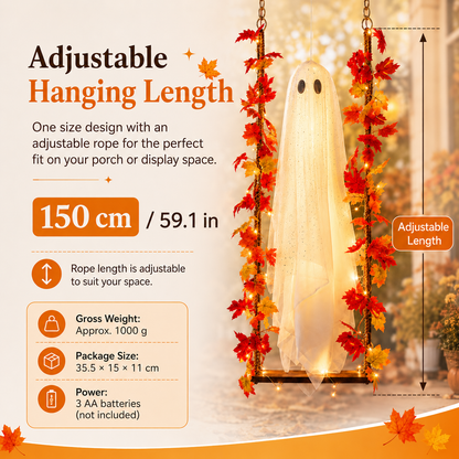 👻Free Shipping🍁Light-Up Maple Ghost Swing Halloween Decoration