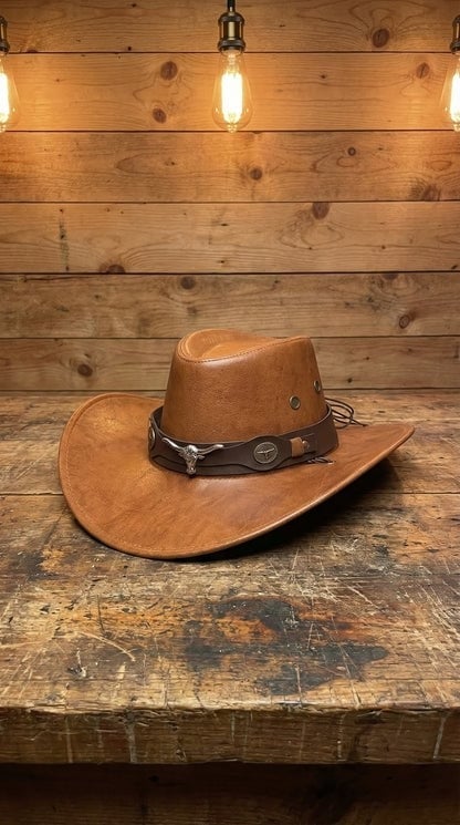 🤠Daisy’s Premium Handcrafted Leather Cattleman Hat –  Authentic Western Outback Style 🤠🌵