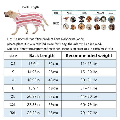 🐾 Quick Drying Dog Bathrobe | Soft Striped Pet Robe with Adjustable Belly Band