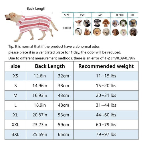 🐾 Quick Drying Dog Bathrobe | Soft Striped Pet Robe with Adjustable Belly Band