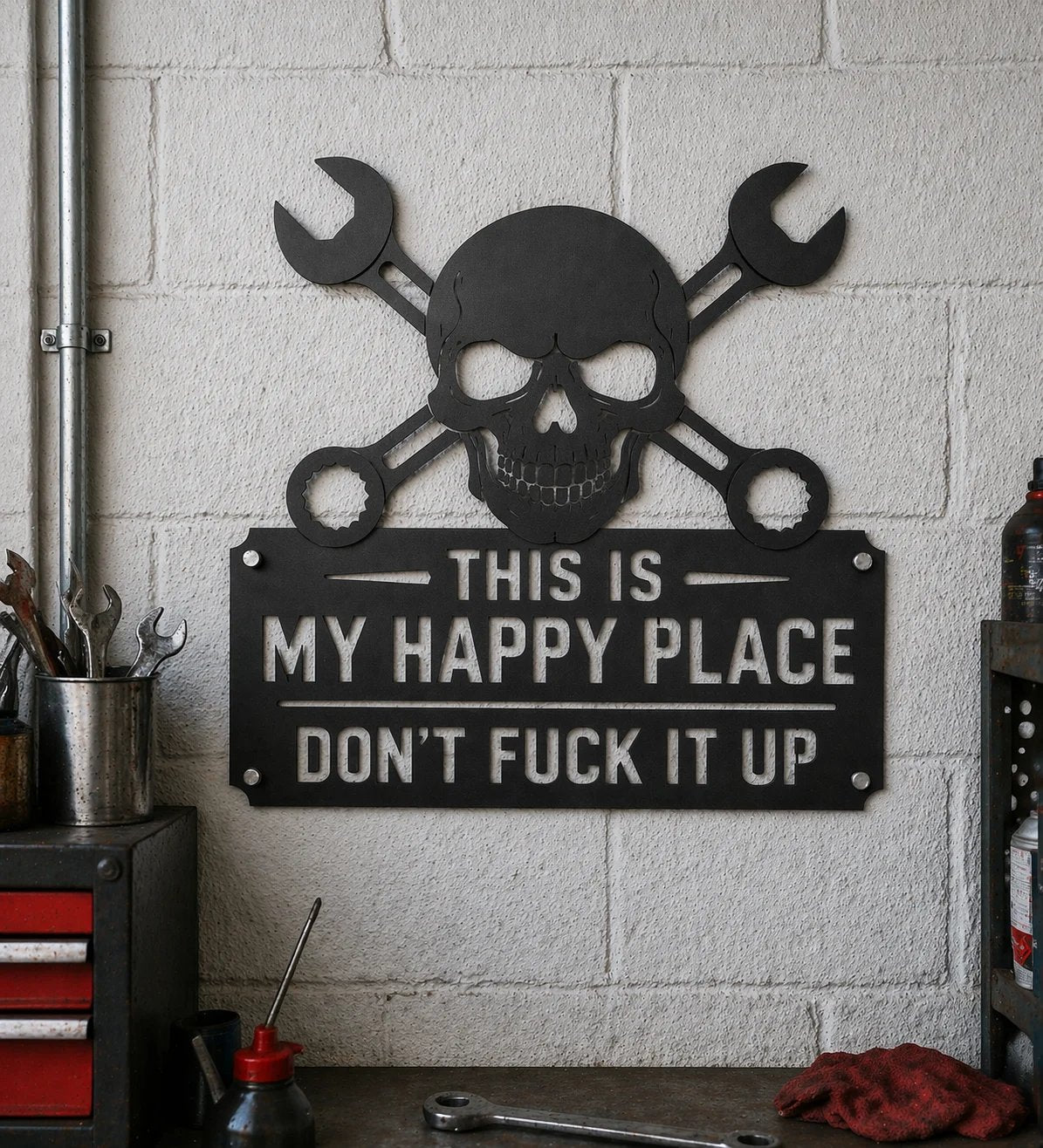 🔩🔧"This Is My Happy Place" Metal Tin Sign