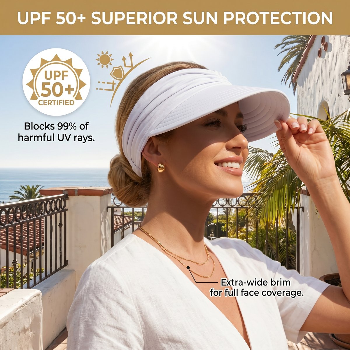 🔥HOT SALE 49% OFF👒 UPF 50+ Sun Visor Ponytail Hat | Wide Brim, Breathable, Foldable