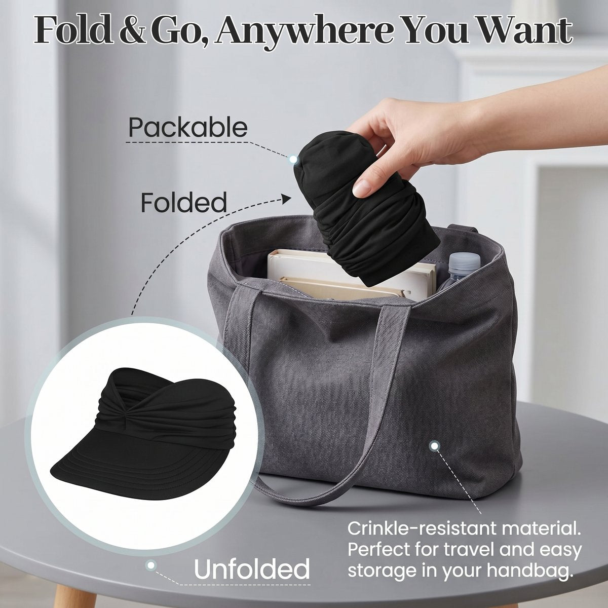 🔥HOT SALE 49% OFF👒 UPF 50+ Sun Visor Ponytail Hat | Wide Brim, Breathable, Foldable