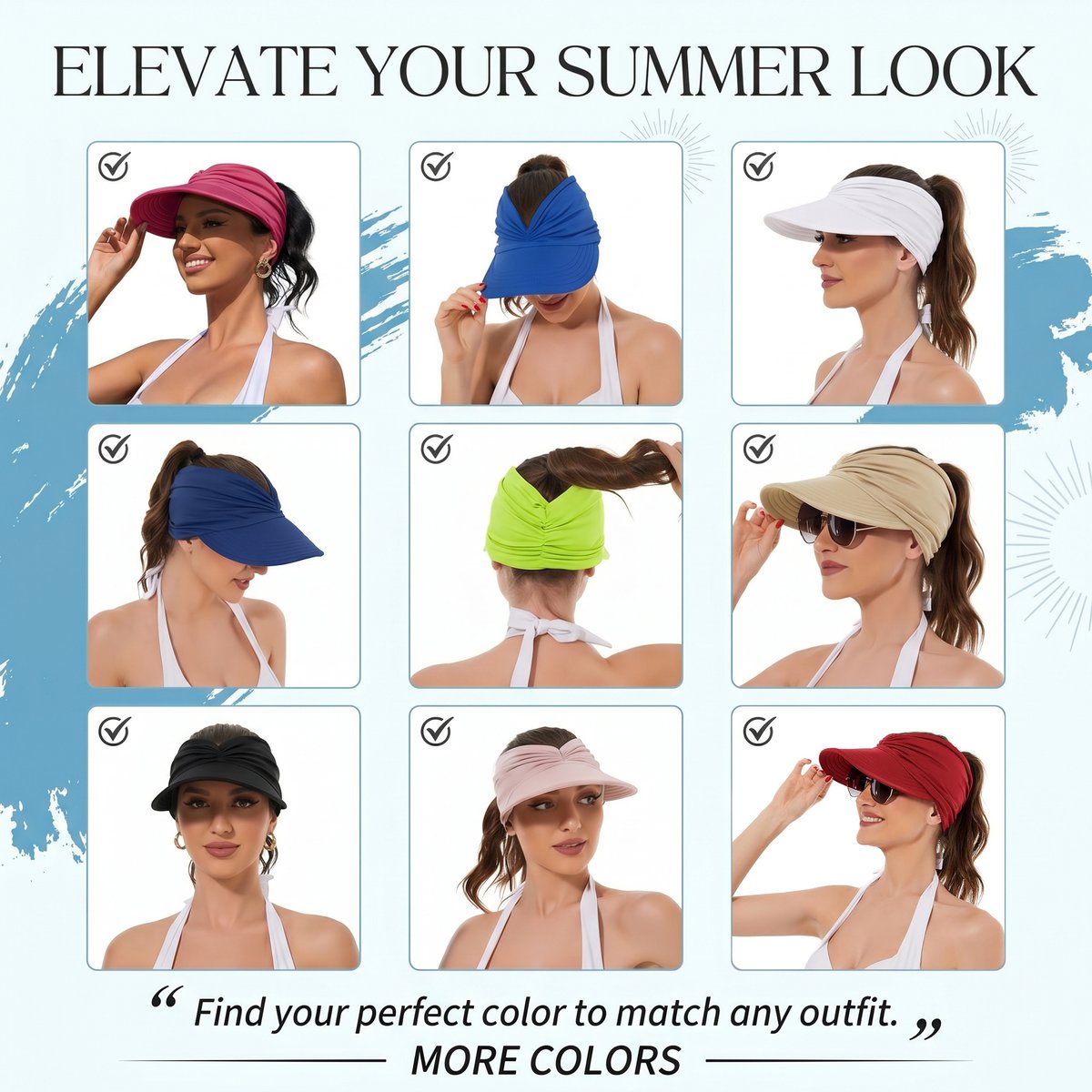 🔥HOT SALE 49% OFF👒 UPF 50+ Sun Visor Ponytail Hat | Wide Brim, Breathable, Foldable