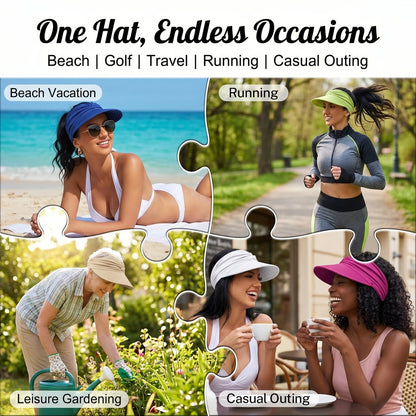 🔥HOT SALE 49% OFF👒 UPF 50+ Sun Visor Ponytail Hat | Wide Brim, Breathable, Foldable