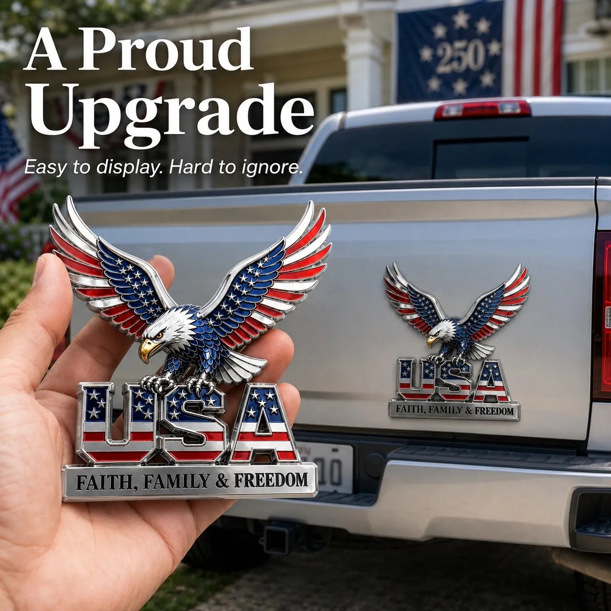 250th Anniversary 50% OFF - ★USA Faith, Family & Freedom★ Metal Emblem