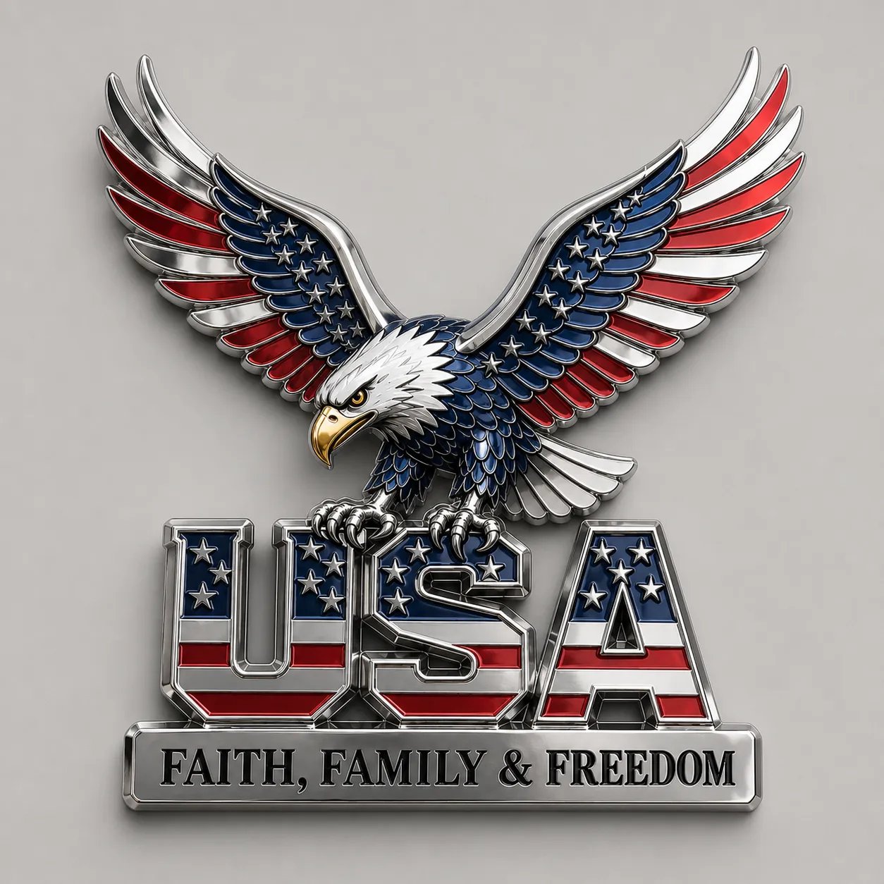 250th Anniversary 50% OFF - ★USA Faith, Family & Freedom★ Metal Emblem