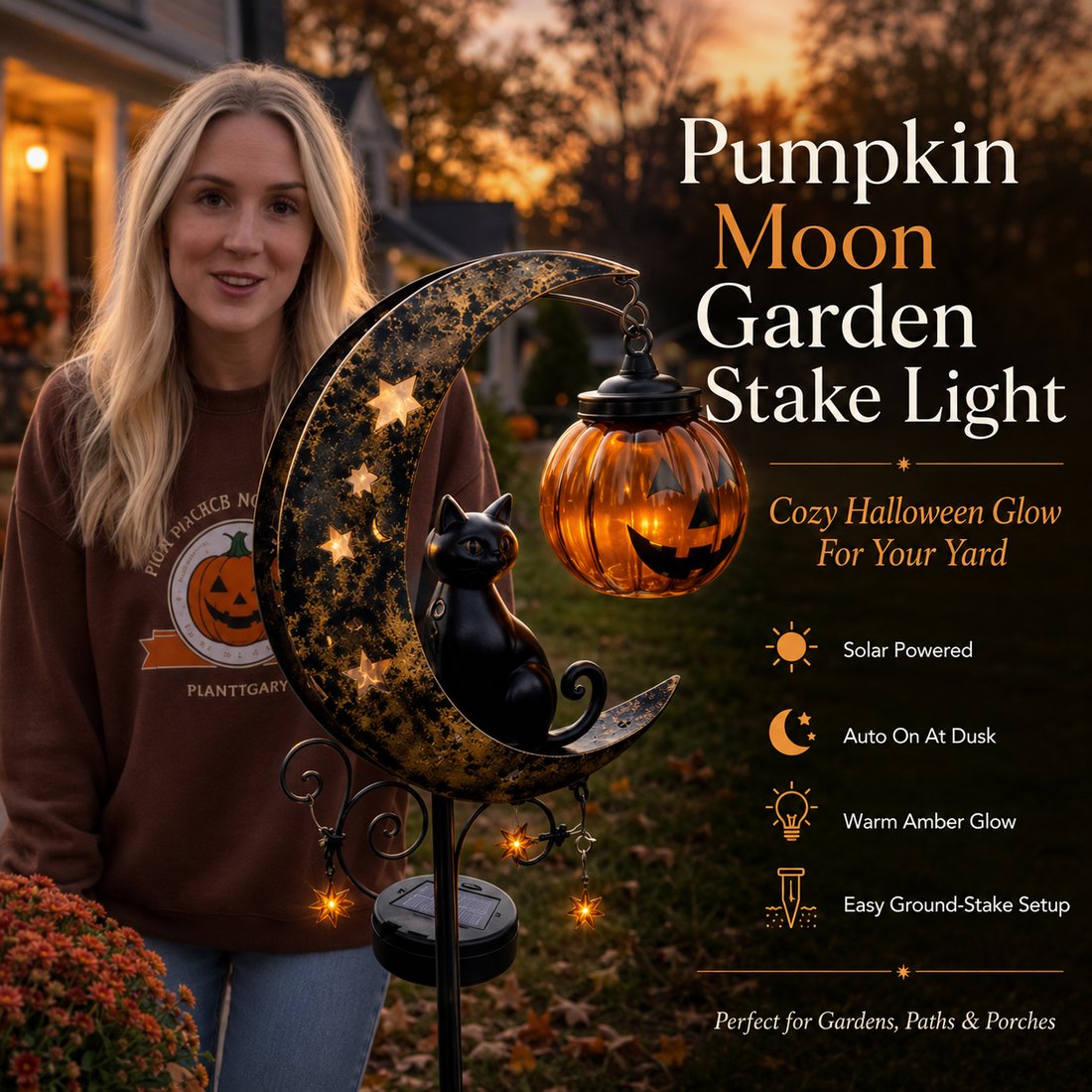 🎃 Halloween Early Bird Sale | 49% OFF Pumpkin Moon Garden Stake Light