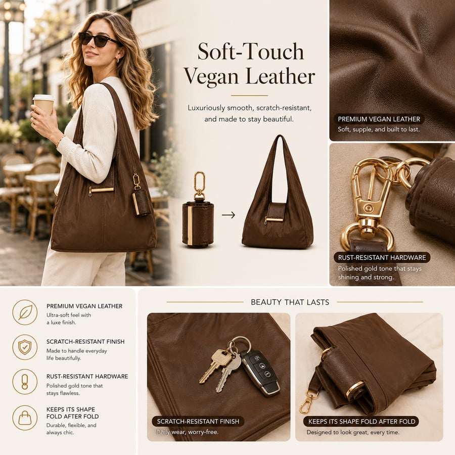 Jaxvolt®️ Charm Transformable Bag – Stylish Vegan Leather Tote & Keychain Charm