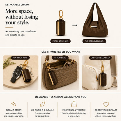 Jaxvolt®️ Charm Transformable Bag – Stylish Vegan Leather Tote & Keychain Charm