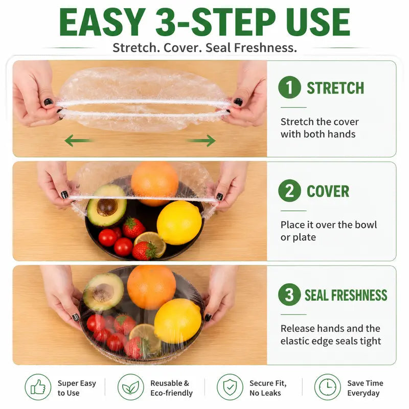 🔥Last Day Promotion 50% OFF丨100PCS Plastic Bowl Covers – Elastic Reusable Food Wrap