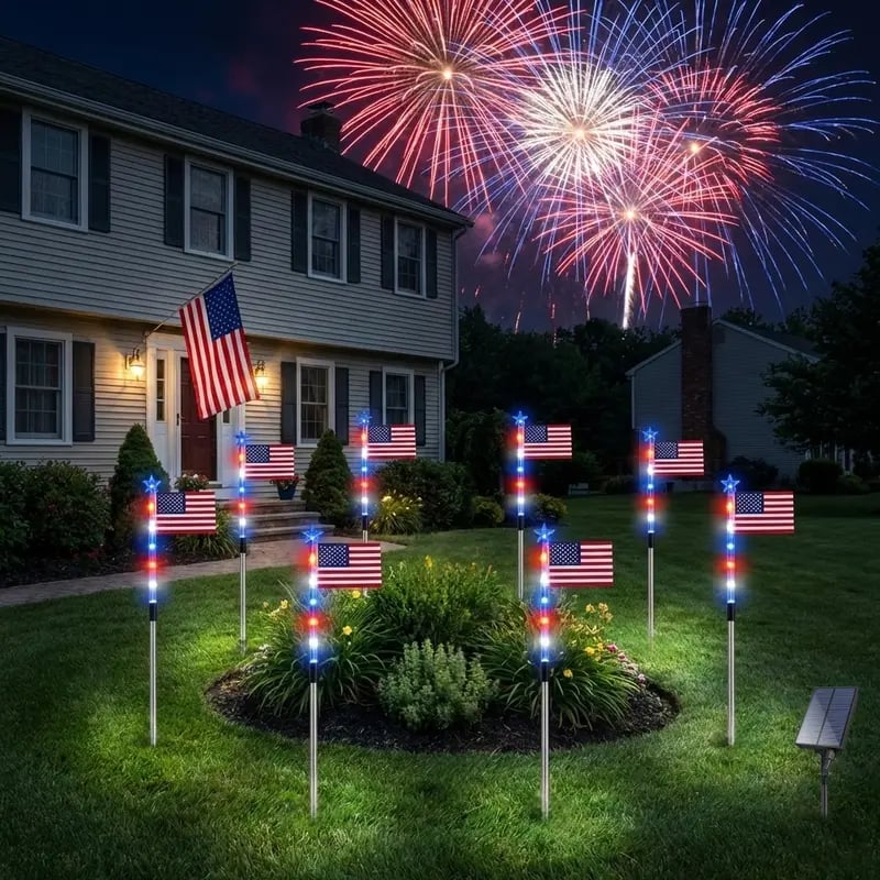 🌟Last Day 49% OFF - Honor & Celebrate with 8 Solar American Flag Lights for Memorial Day & 4th of July 🇺🇸✨