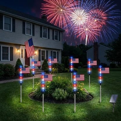 🌟Last Day 49% OFF - Honor & Celebrate with 8 Solar American Flag Lights for Memorial Day & 4th of July 🇺🇸✨