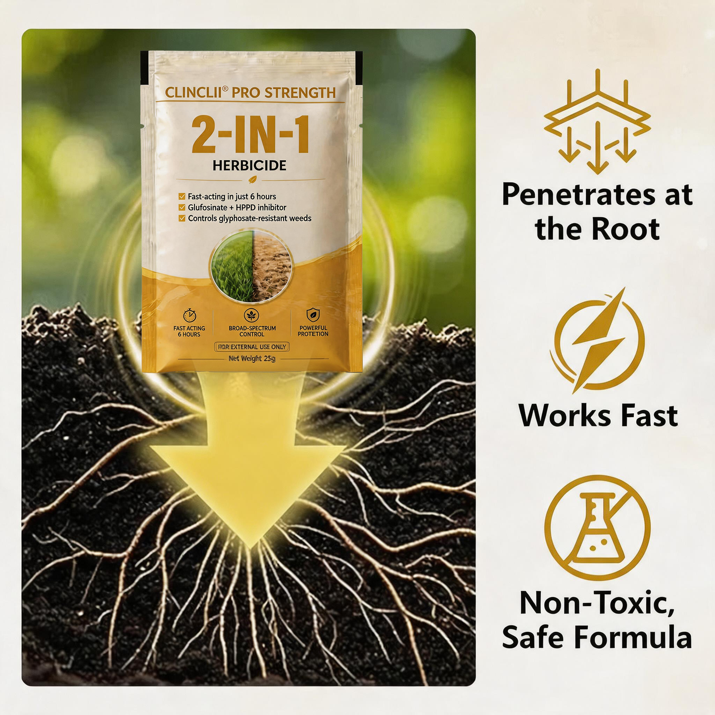 🏆 Official Store |Clinclii® Pro Strength 2-in-1 Herbicide: Fast Acting Results on Glyphosate-Resistant Weeds