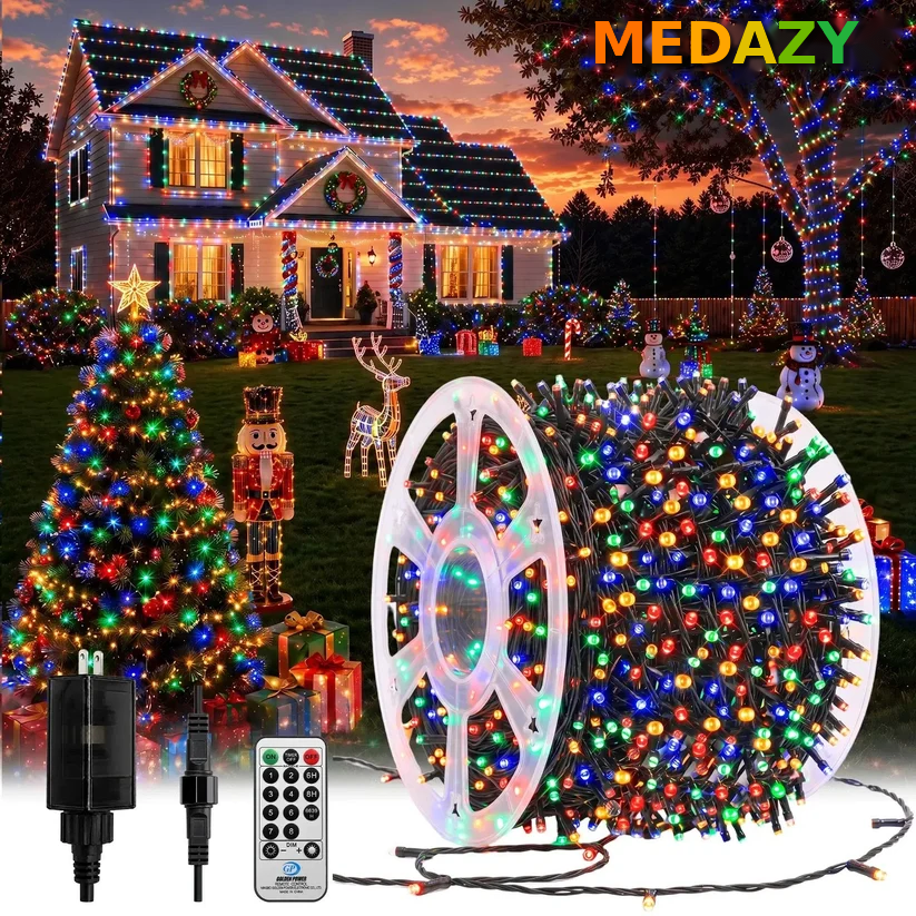 ✨ Perfect for Festive Decorations ✨300LED 98FT Christmas Light String with 8 Modes Timer & Remote Control