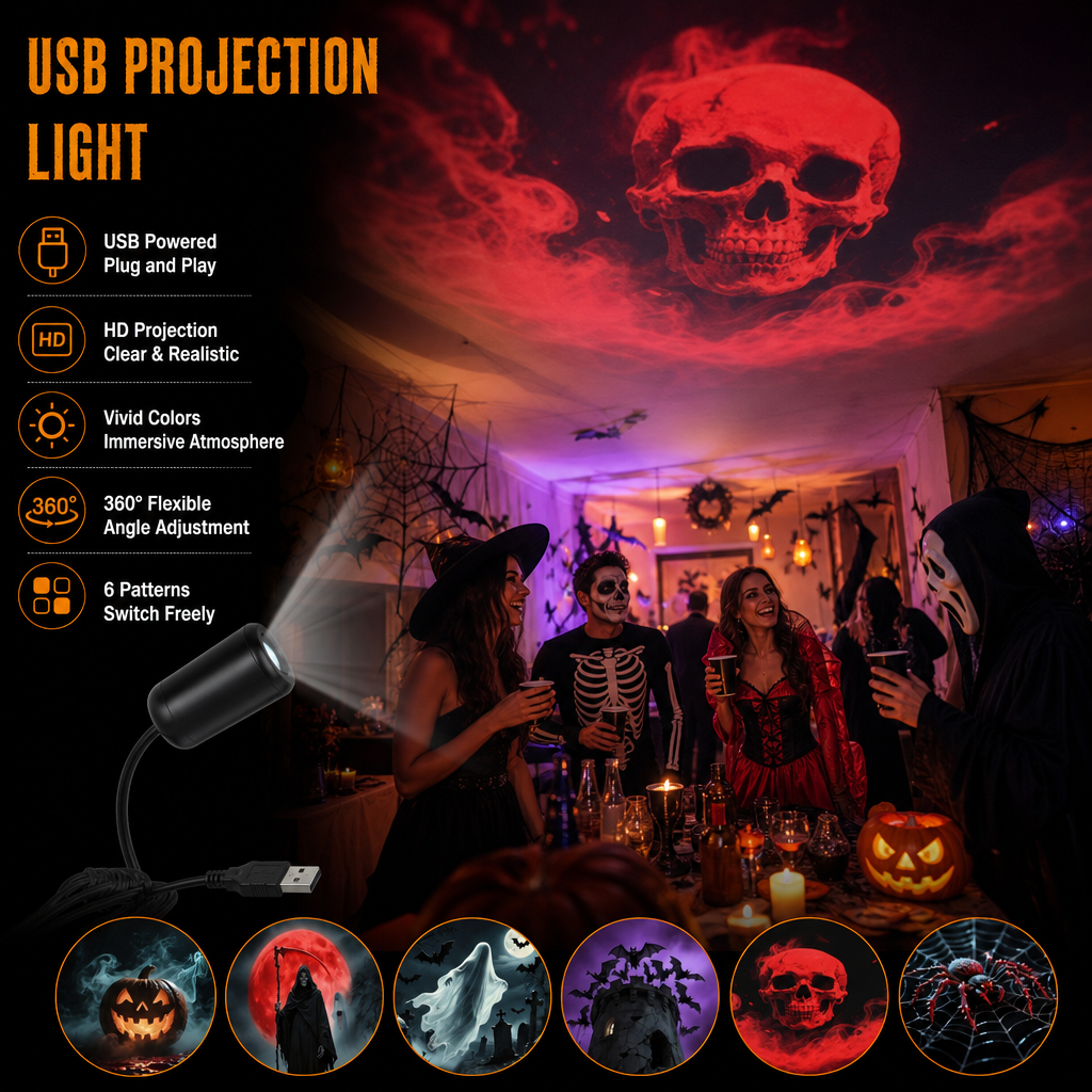 🎃Last Day 50% OFF|Plug-&-Play HD Star Projector: Halloween 6-Disc Set